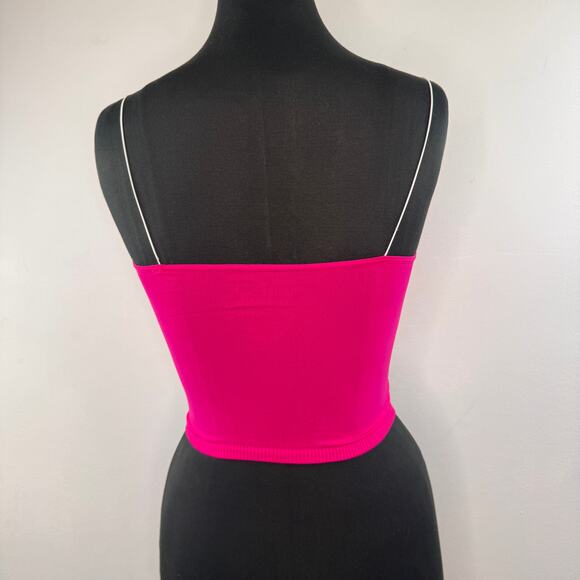 Intimately Free People Bright Pink Crop Brami Tank Stretch Skinny Strap Sz XS/S - Picture 3 of 4